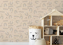 Animal Wallpaper Featuring Minimalist Caterpillars in Beige, Black, and White - D406