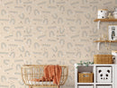 Animal Wallpaper Featuring Minimalist Caterpillars in Beige, Black, and White - D406