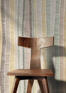 Abstract Wallpaper with Hand-Drawn Vertical Stripes in Green, Brown, and Yellow - D510