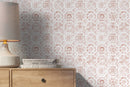 Tile Wallpaper with a Watercolor Moroccan Motif in Terracotta Red - D533
