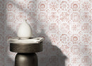 Tile Wallpaper with a Watercolor Moroccan Motif in Terracotta Red - D533