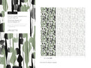 Abstract Wallpaper with Vertical Modern Brushstroke Motifs in Black and Green - D537