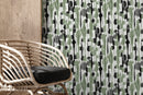 Abstract Wallpaper with Vertical Modern Brushstroke Motifs in Black and Green - D537
