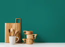Solid Color Wallpaper in a Rich Green-Turquoise - D469