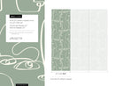 Modern Line Art Wallpaper Featuring Abstract Faces in Green and White - D493