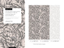 Floral Wallpaper with an Engraved Peony Motif in Taupe and Beige - D518