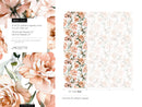 Floral Wallpaper Featuring Watercolor Peonies in Peach, Green, and White - D530