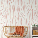 Abstract Wallpaper with Hand-Drawn Wavy Lines in Pink - D616