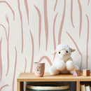 Abstract Wallpaper with Hand-Drawn Wavy Lines in Pink - D616