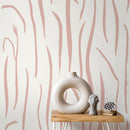 Abstract Wallpaper with Hand-Drawn Wavy Lines in Pink - D616