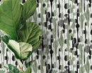 Abstract Wallpaper with Vertical Modern Brushstroke Motifs in Black and Green - D537
