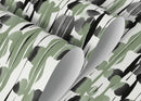 Abstract Wallpaper with Vertical Modern Brushstroke Motifs in Black and Green - D537