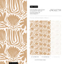 Abstract Wallpaper with Stylized Botanical Motifs in Tan - D659