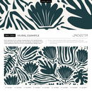 Abstract Wallpaper with a Bold Botanical Motif in Deep Steel Blue - D662