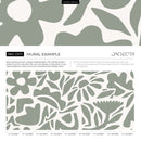 Abstract Wallpaper Featuring Bold Floral Shapes in Sage Green - D672
