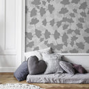 Botanical Wallpaper with Layered Floral Silhouettes in Gray - X016