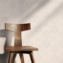 Damask Wallpaper with an Intricate Botanical Mandala Motif in Beige and White - X053