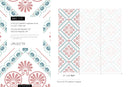 Retro Tile Wallpaper with a Greek Palmette Motif in Pink and Blue - D135