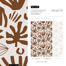 Abstract Wallpaper featuring Bold Botanical Forms in Brown - D682