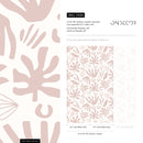 Abstract Wallpaper with Botanical Cutout Shapes in Pink - D686
