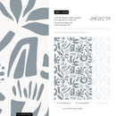 Abstract Wallpaper with Organic Leaf Shapes in Gray Blue - D688
