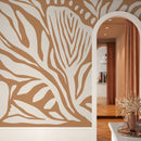 Modern Abstract Wallpaper with Bold Floral Motifs in Orange and Cream - D692