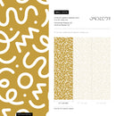 Abstract Wallpaper with Playful Squiggles and Shapes in Yellow and White - D574