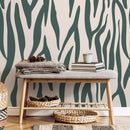 Abstract Wallpaper with an Organic Motif in Green and Beige - D609