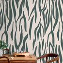 Abstract Wallpaper with an Organic Motif in Green and Beige - D609