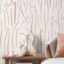 Abstract Wallpaper with Hand-Drawn Wavy Lines in Pink - D616