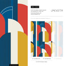 Art Deco Wallpaper with Bold Architectural Shapes in Blue, Red, and Yellow - D620