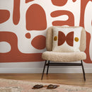 Modern Abstract Wallpaper with Bold Organic Shapes in Terracotta and Cream - D595