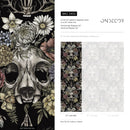 Gothic Wallpaper with Floral Skulls in Muted Rose, Yellow, and Purple - D832