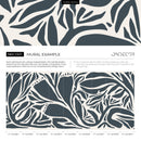 Modern Abstract Wallpaper with Bold Organic Shapes in Deep Blue and Off-White - D631