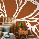 Abstract Wallpaper with Bold Organic Lines in Orange and Beige - D638