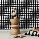 Geometric Wallpaper with Modern Circle Motif in Black and White - D941
