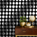 Geometric Wallpaper with Modern Circle Motif in Black and White - D941