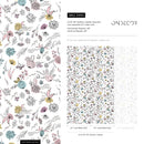 Floral Wallpaper with Hand-Drawn Blooms in Pink, Blue, and Yellow - A890