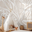 Abstract Wallpaper with Bold Organic Shapes in Neutral Beige - D695