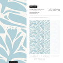 Abstract Floral Wallpaper Featuring Bold Botanical Cutouts in Light Blue - D701