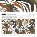 Botanical Wallpaper with Abstract Leaves in Brown, Green, and Greige - D714
