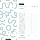 Abstract Wallpaper with Playful Squiggles and Shapes in Light Blue - D576