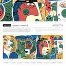 Modern Wallpaper with a Cubist Face Motif in Yellow, Blue, and Red - D584