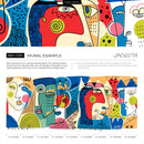Modern Cubism Wallpaper with Faces in Red, Blue, and Yellow - D585