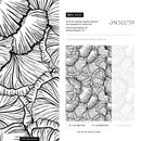 Abstract Wallpaper Featuring Large Graphic Leaves in Black and White - A524