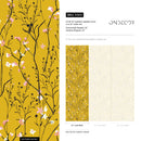 Floral Wallpaper with Delicate Wildflowers in Yellow, Pink, and Black - A565