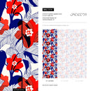 Floral Wallpaper Featuring Stylized Blooms in Red and Blue - A791