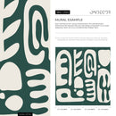 Abstract Wallpaper Featuring Large Fluid Forms in Green and White - D592