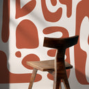 Modern Abstract Wallpaper with Bold Organic Shapes in Terracotta and Cream - D595