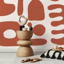 Modern Abstract Wallpaper with Bold Organic Shapes in Terracotta and Cream - D595